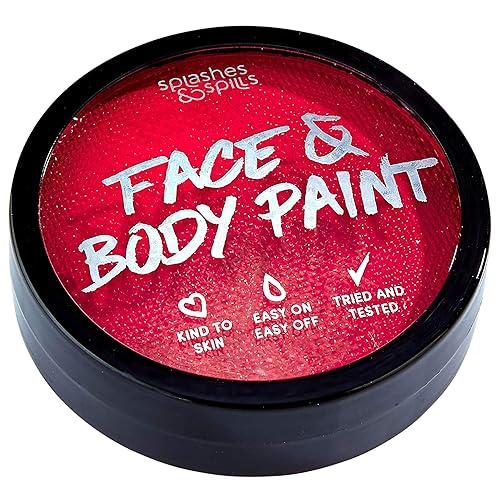 Water Activated SFX Face and Body Paint - Red Face Paint, Special Effects Makeup 18g Cake Tub - Pretend Costume and Dress Up Makeup - Great Beauty & Personal Care splashes & spills
