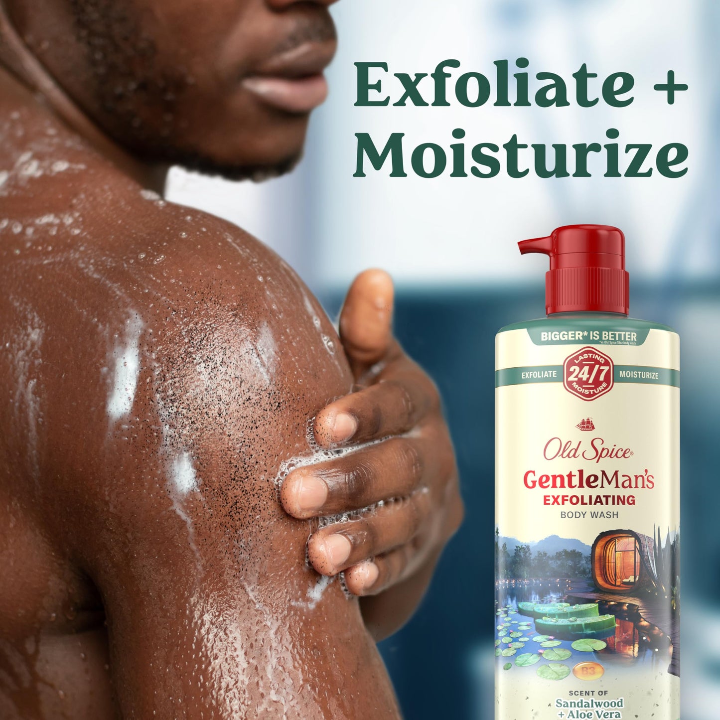 Old Spice GentleMan's Exfoliating & Moisturizing Body Wash for Men, 24/7 Shower Fresh with Long Lasting Scent, Renewing Vitamin B3 Blend, Sandalwood + Beauty & Personal Care Old Spice