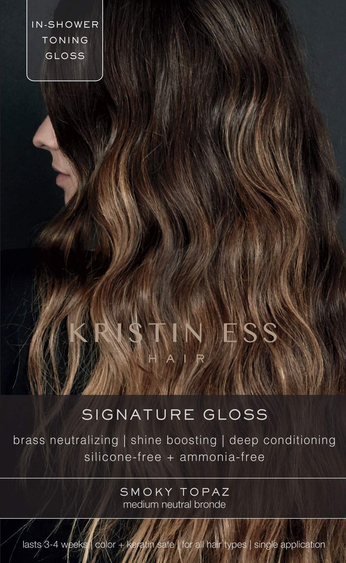 Kristin Ess Hair Gloss in Smokey Topaz Medium Neutral Blonde - 4 Wk Semi Permanent Hair Dye Glaze - Color Depositing Conditioner & Toner for Vibrant Beauty & Personal Care Kristin Ess