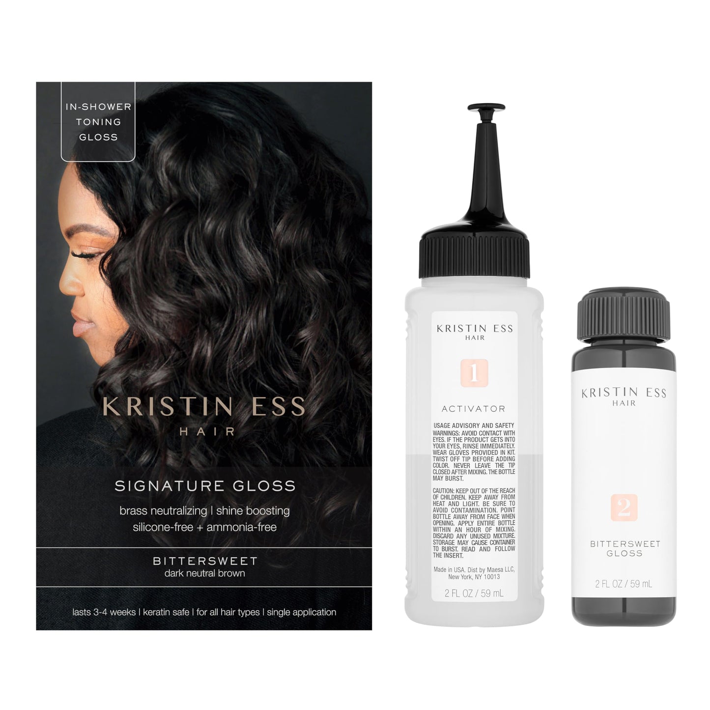 Kristin Ess Hair Gloss in Bittersweet Dark Brunette - 4 Wk Semi Permanent Hair Color for Women - Dark Brown Color Depositing Conditioner & Toner Beauty & Personal Care Kristin Ess
