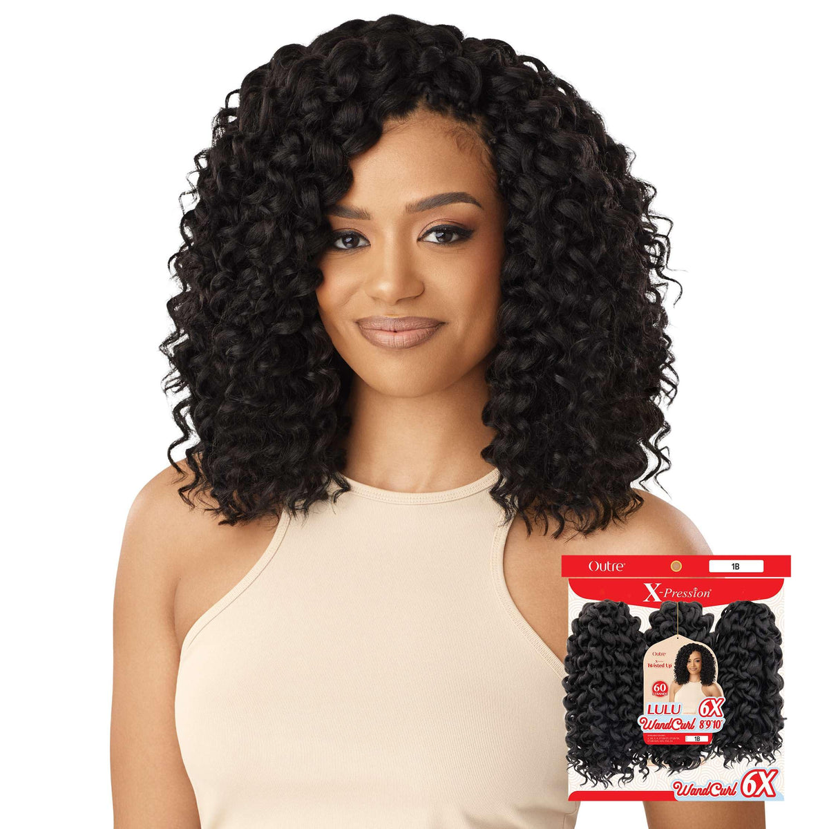 Outre X-Pression Twisted Up - Lulu Wand Curl 8" 9" 10" 6X (OFF BLACK 1B)