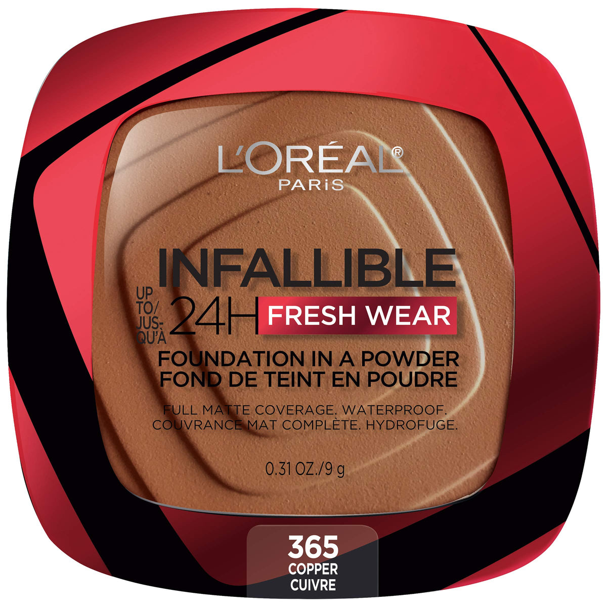 L'Oreal Paris Makeup Infallible Fresh Wear Foundation in a Powder, Up to 24H Wear, Waterproof, Copper, 0.31 oz. (Packaging May Vary)