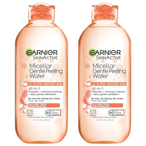 Garnier SkinActive Gentle Peeling Micellar Water with 1% PHA and Glycolic Acid, Face Exfoliant, Facial Cleanser and Makeup Remover, 2 Pack Beauty & Personal Care Garnier