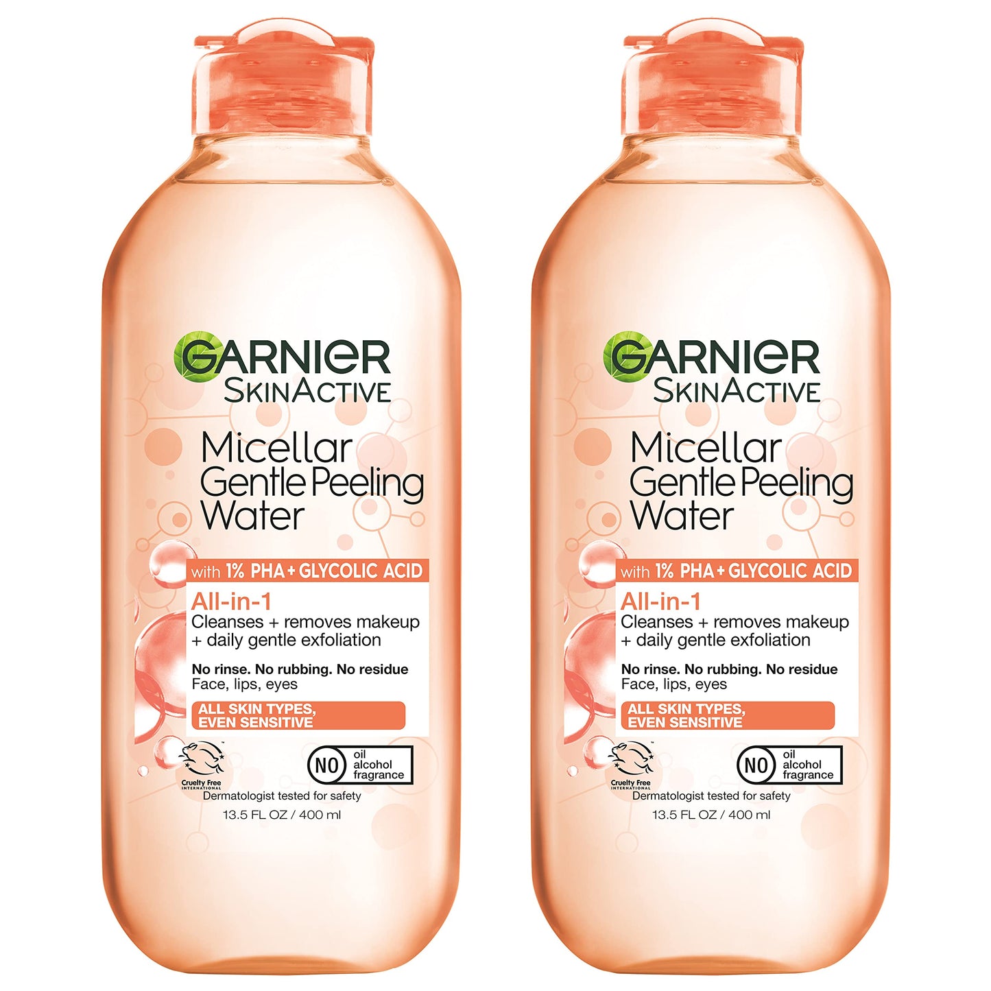Garnier SkinActive Gentle Peeling Micellar Water with 1% PHA and Glycolic Acid, Face Exfoliant, Facial Cleanser and Makeup Remover, 2 Pack Beauty & Personal Care Garnier