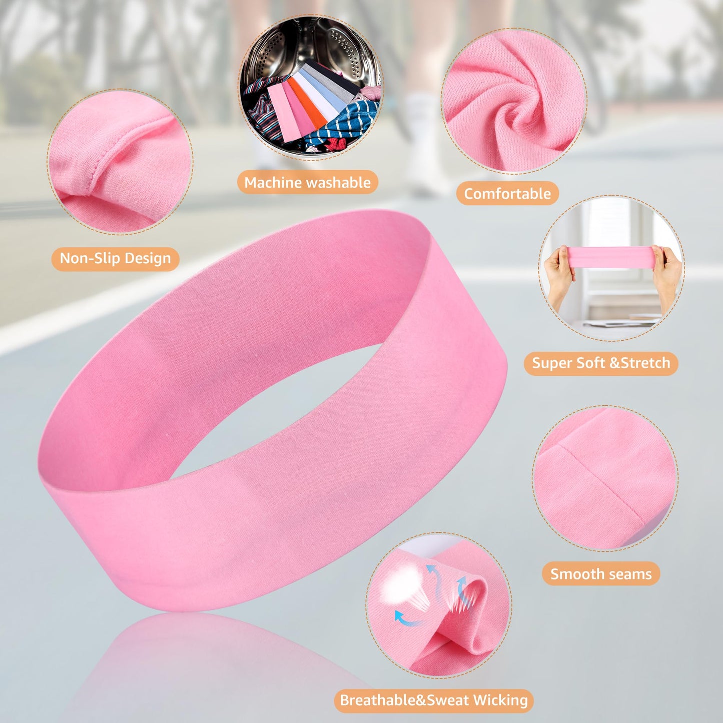DiyJibb Headbands for Women, Stretchy Non Slip Soft Cotton Cloth Hair Bands for Sports, Workout, Yoga and Running, 7pcs Beauty and Personal Care DiyJibb