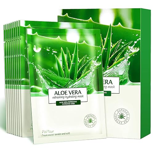 PalNour Aloe Facial Skincare Sheet Hydrating Moisturizing Revitalizing Facial Skincare Sheet for Dry, Oily, Sensitive and Tired Skin 25ml/0.8oz, Pack Beauty & Personal Care PalNour