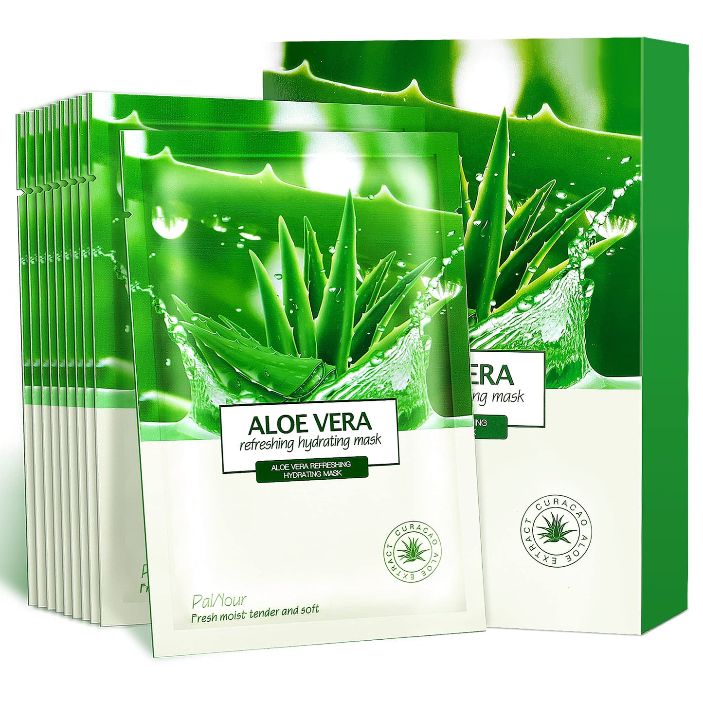 PalNour Aloe Facial Skincare Sheet Hydrating Moisturizing Revitalizing Facial Skincare Sheet for Dry, Oily, Sensitive and Tired Skin 25ml/0.8oz, Pack Beauty & Personal Care PalNour