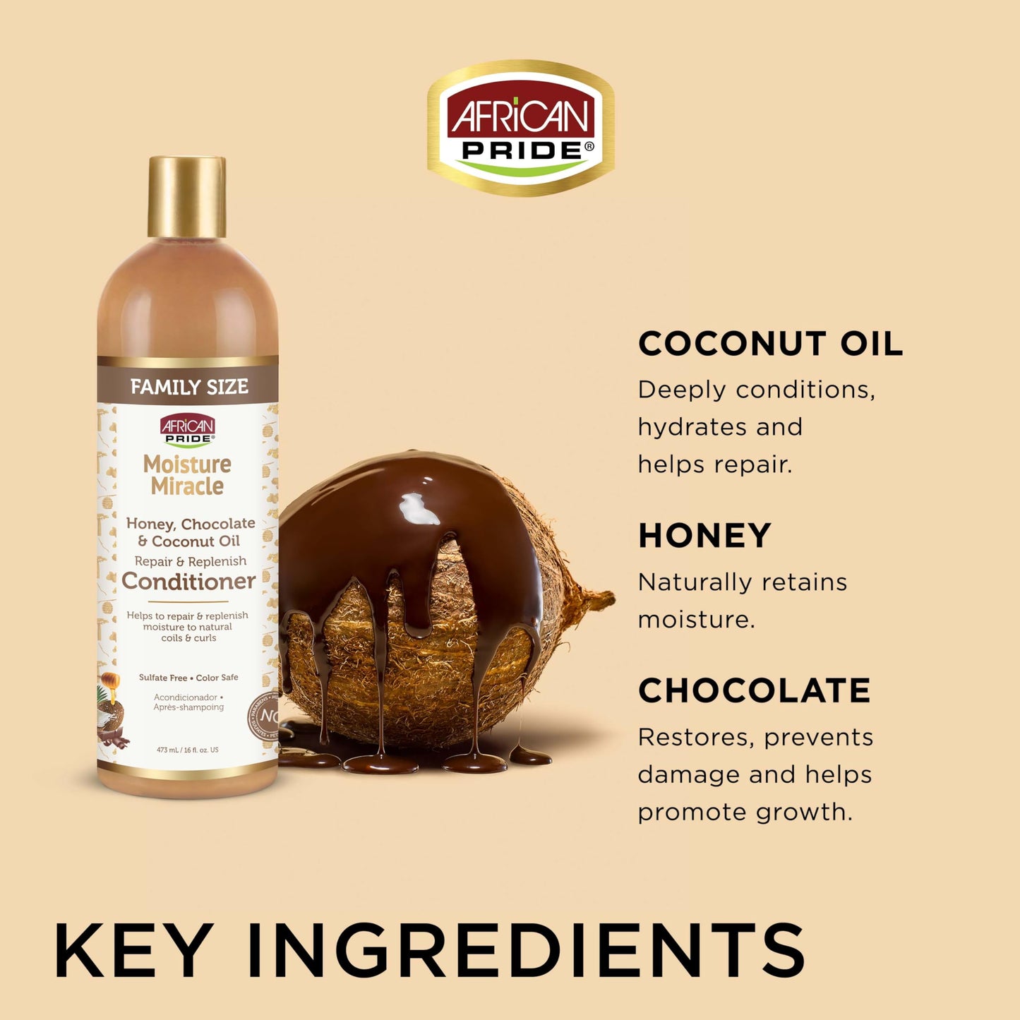 African Pride Moisture Miracle - For Natural Coils & Curls, Nourishes & Shines, Sulfate Free, Color Safe (Conditioner) Beauty & Personal Care African Pride