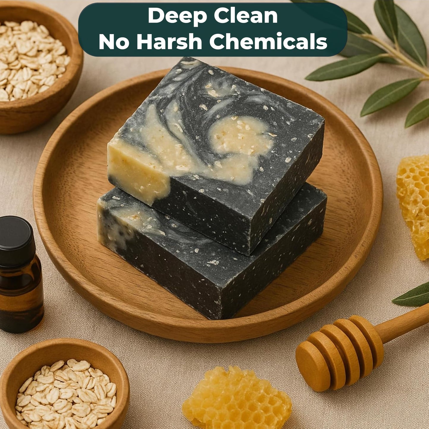 Natural Soap Bar with Beeswax, Charcoal & Shea Butter - Made in USA | Cold Process All Natural Soap Bar for Face, Body & Hands | Deep Cleansing Bar Beauty & Personal Care Lubri-Cut