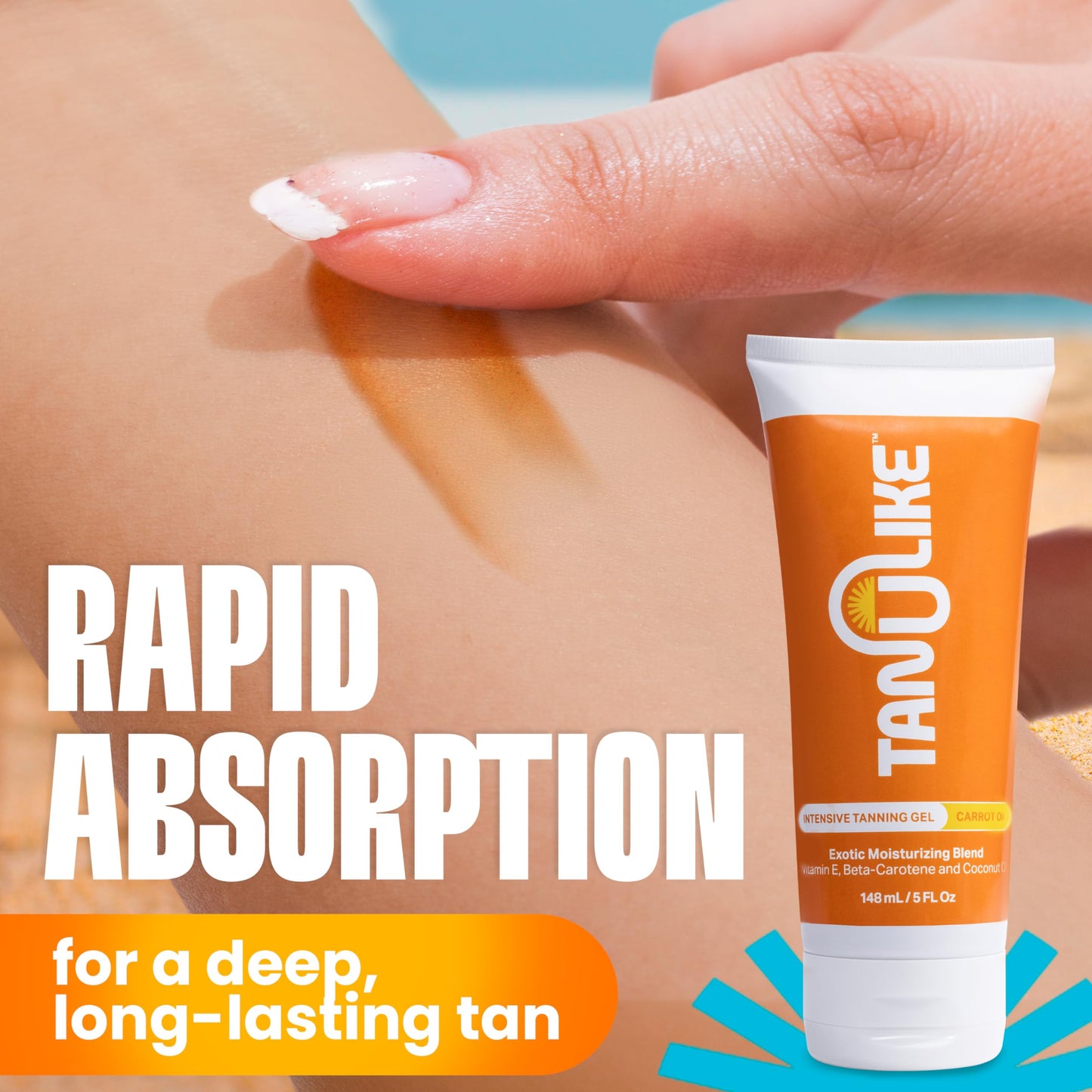 TAN U LIKE, Exotic Carrot Tanning Gel Accelerator - Advanced Moisturizing Formula with Vitamin E, Beta-Carotene, and Coconut Oil - Luxurious Coconut Beauty & Personal Care TAN U LIKE
