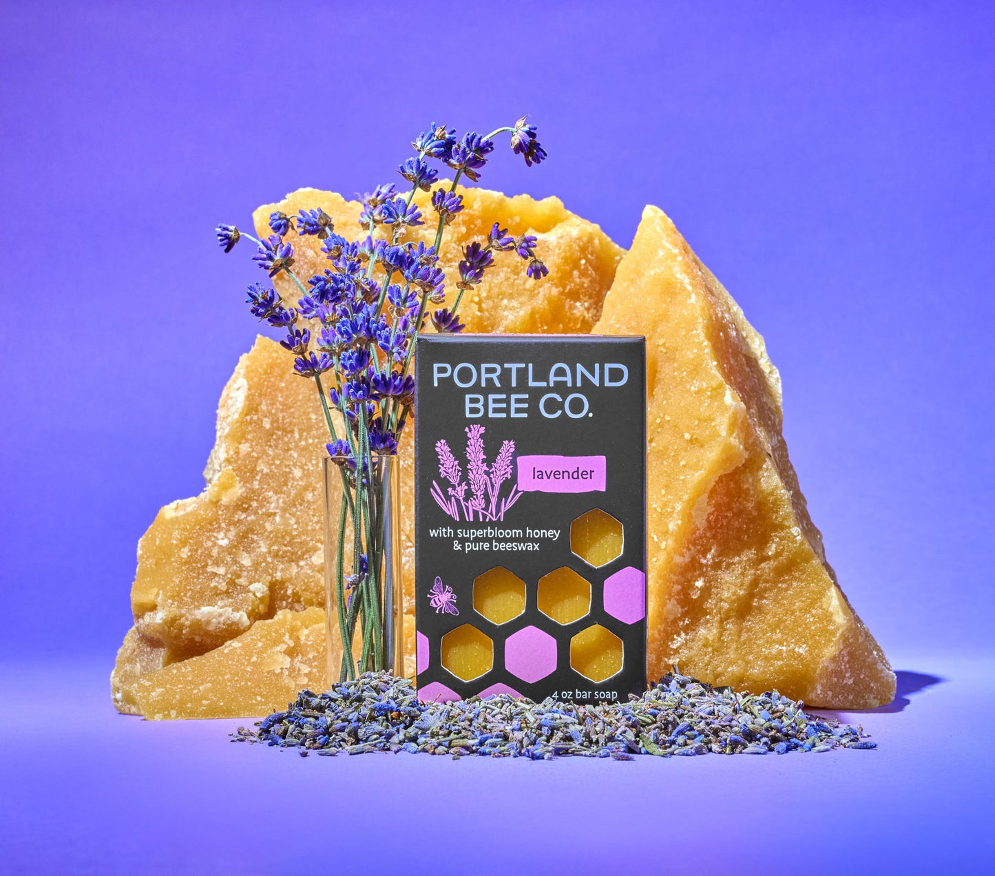 Portland Bee Co. All Natural Beeswax and Super Bloom Honey Bar Soap - Lavender Beauty & Personal Care Portland Bee Balm