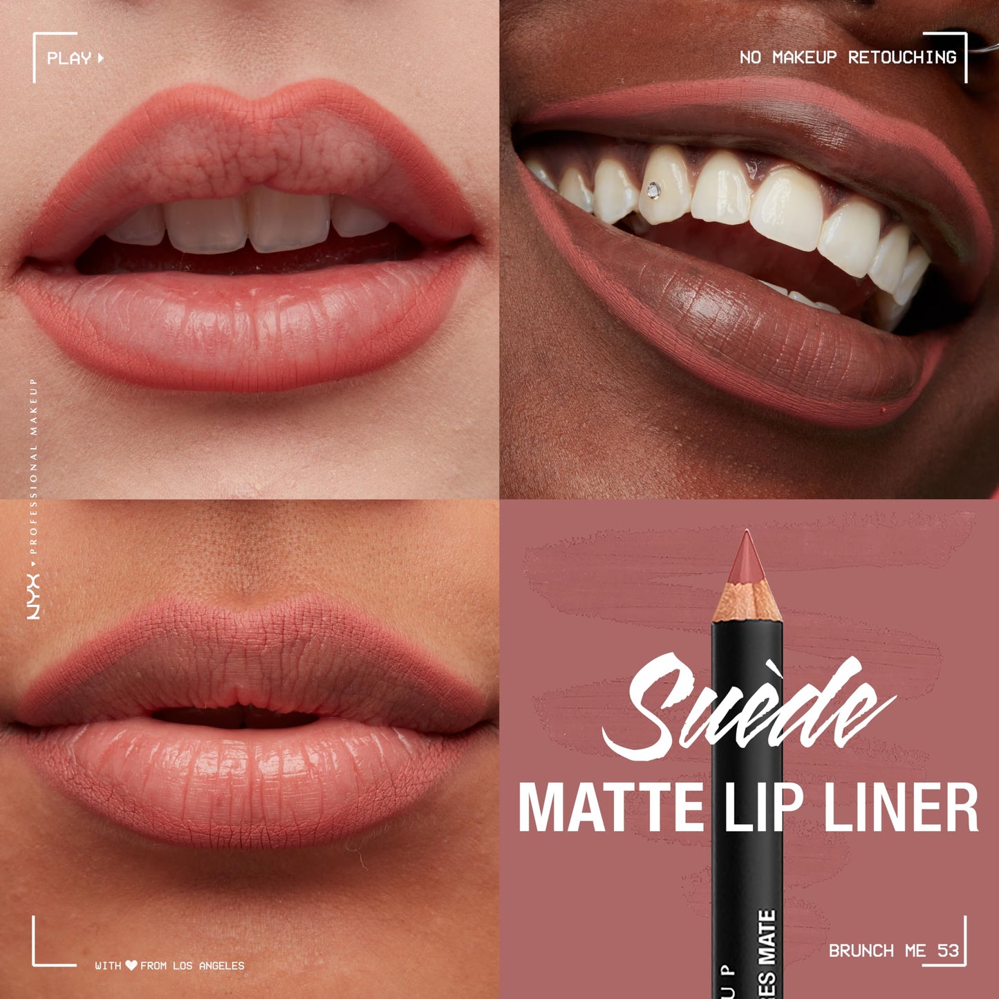 NYX PROFESSIONAL MAKEUP Suede Matte Lip Liner, Velvety-Smooth, Long-Lasting Formula For A Defined Lip Makeup Look - Brunch Me (Pink) Beauty & Personal Care NYX PROFESSIONAL MAKEUP