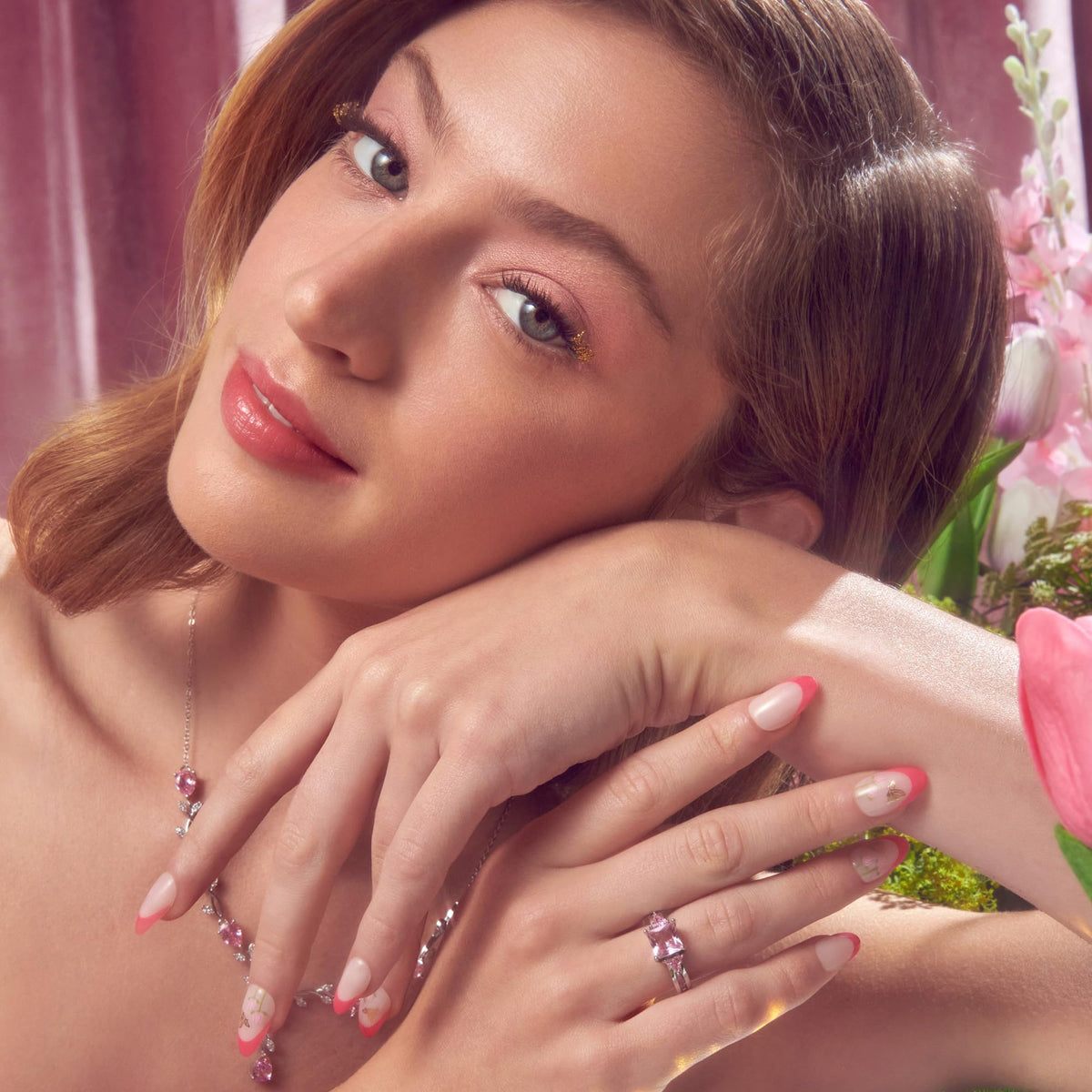 WICKED X imPRESS Press On Nails, New Improved Adhesive, Up To 10 Day Hold, ‘Unlikely Friendship’, Pink, Medium Almond, Includes 30 Fake Nails, 1 Prep