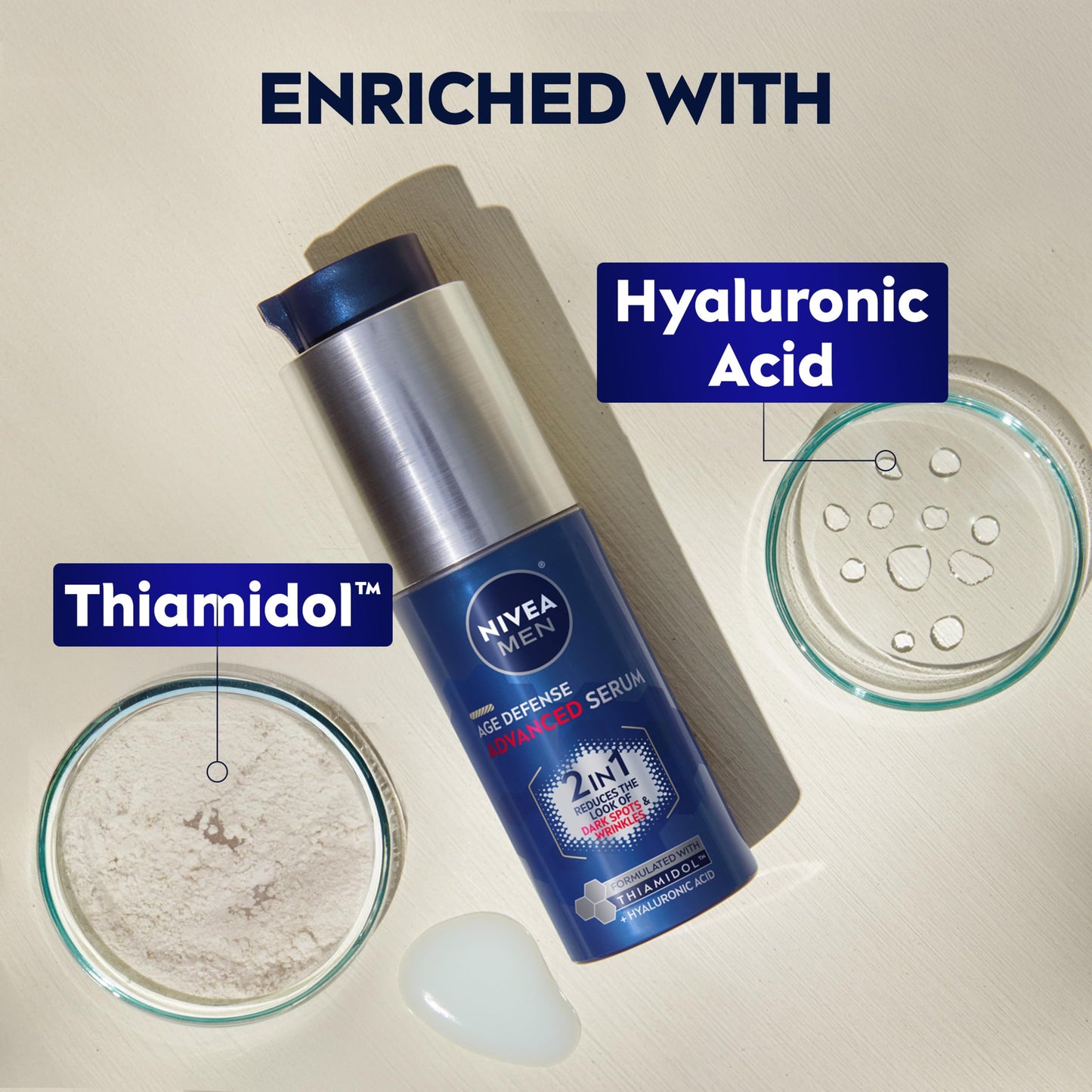 NIVEA MEN Age Defense Advanced Face Serum for Dark Spots with Thiamidol (TM) + Hyaluronic Acid, Fast-Absorbing Face Serum for Men Helps Reduce Look Beauty & Personal Care NIVEA MEN