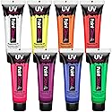 UV Body Paint and Face Paint - 8 Colors - Blacklight Reactive Paints - Body Makeup Glows In the Dark for Black Light Parties, Halloween Costume Beauty & Personal Care FUN N DOPE