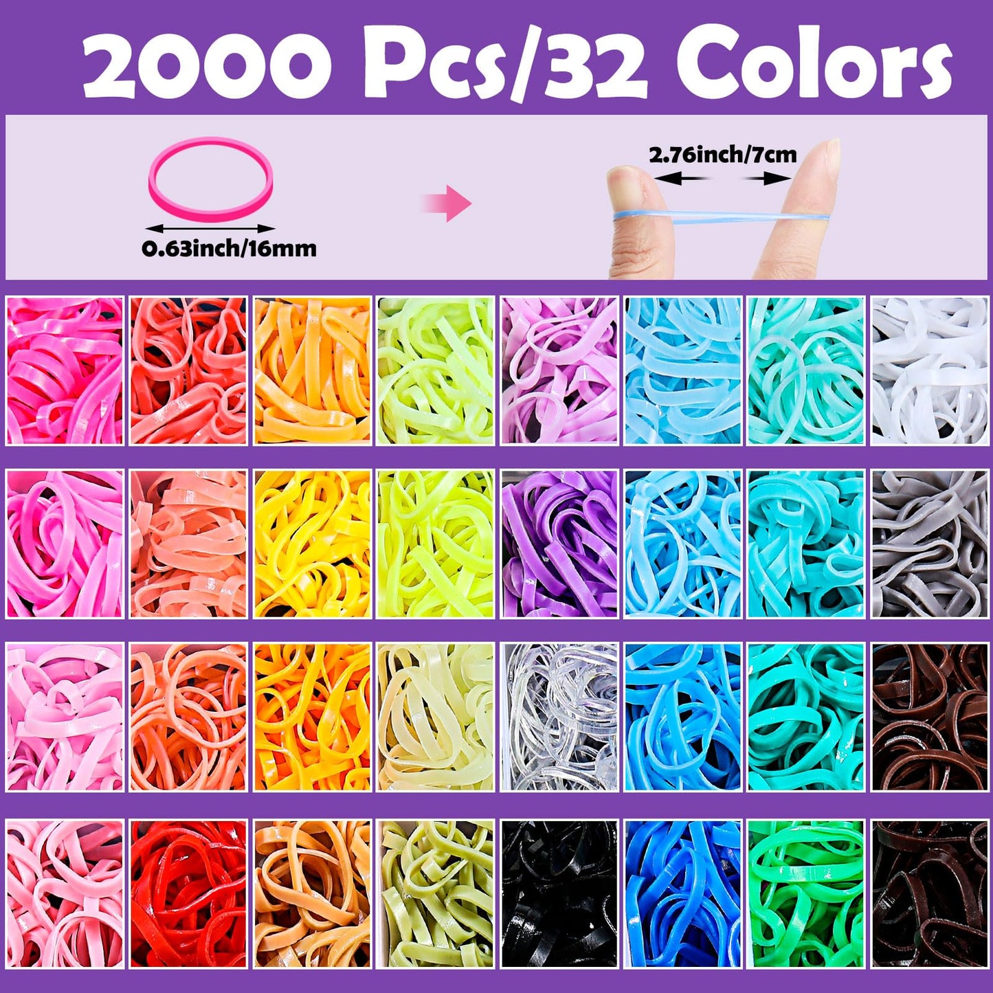 Auroray 32 Colors Small Hair Rubber Bands with 16 Styling Tools, 2000 Pcs Elastic Girl Baby Hair Ties, Mini Bands with Elastic Cutter, Hair Beauty and Personal Care auroray