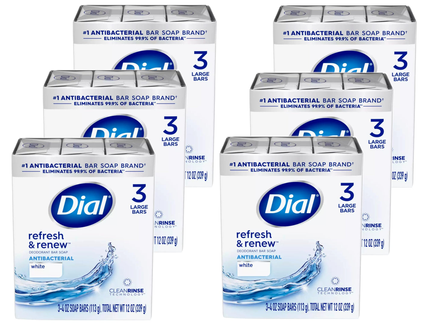 Dial White Antibacterial Deodorant Bar Soap 3 pk (Pack of 18) Beauty & Personal Care Dial