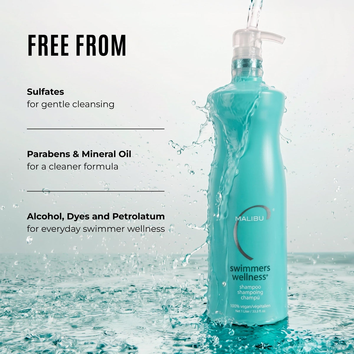 Malibu C Swimmers Wellness Clarifying Shampoo for Chlorine & Hair Build Up - Adults & Kids Swim Shampoo to Help Protect Against Pool Element Damage,