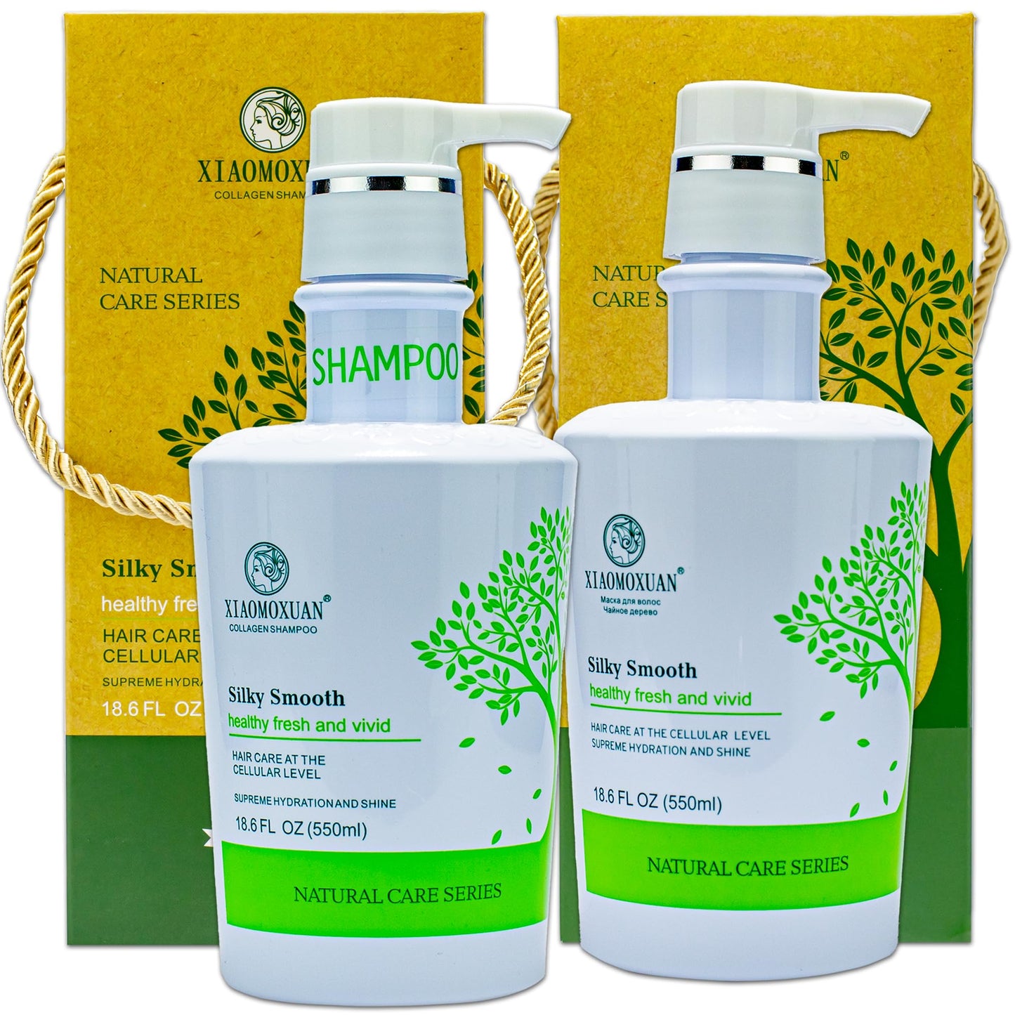 Xiaomoxuan Natural Tea Tree Collagen Shampoo and Vegan Hair Mask Hydrating Set - Deep Conditioner for Dry Damaged Hair, Color-Treated and Bleached Beauty & Personal Care Xiaomoxuan
