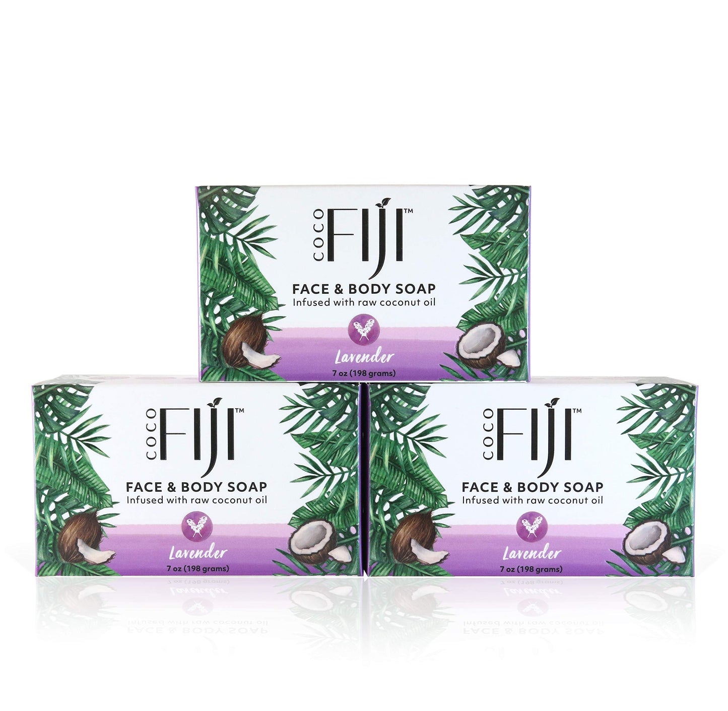 "Coco Fiji Soap Bar for Face and Body Infused With Organic Coconut Oil, Lavender Essential Oil, Natural Soap for Moisturizing & Pore Purifying Skin, 7 Beauty & Personal Care Organic Fiji