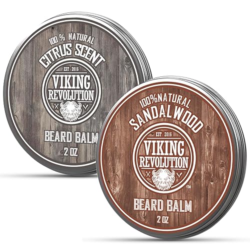 Viking Revolution Citrus and Sandalwood Beard Balm - Butter With Argan Oil, Softener With Jojoba Oil, Moisturizer With Beeswax - Wax for Men Beauty & Personal Care Viking Revolution