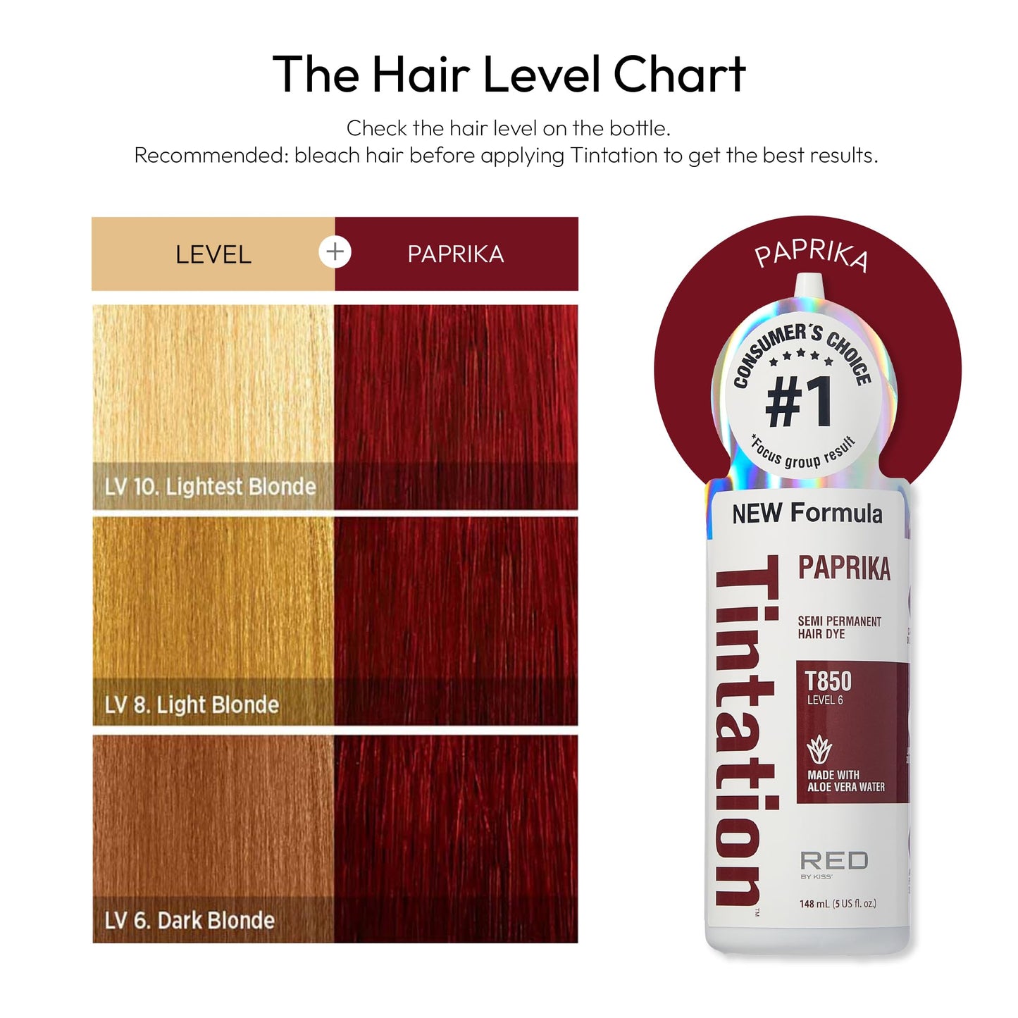 Red by Kiss Tintation Semi-Permanent Hair Color, Aloe Vera Water Based, Argan Oil, Olive Oil, Collagen & Keratin, Long-Lasting Color Dye (Paprika, 5 Beauty & Personal Care KISS