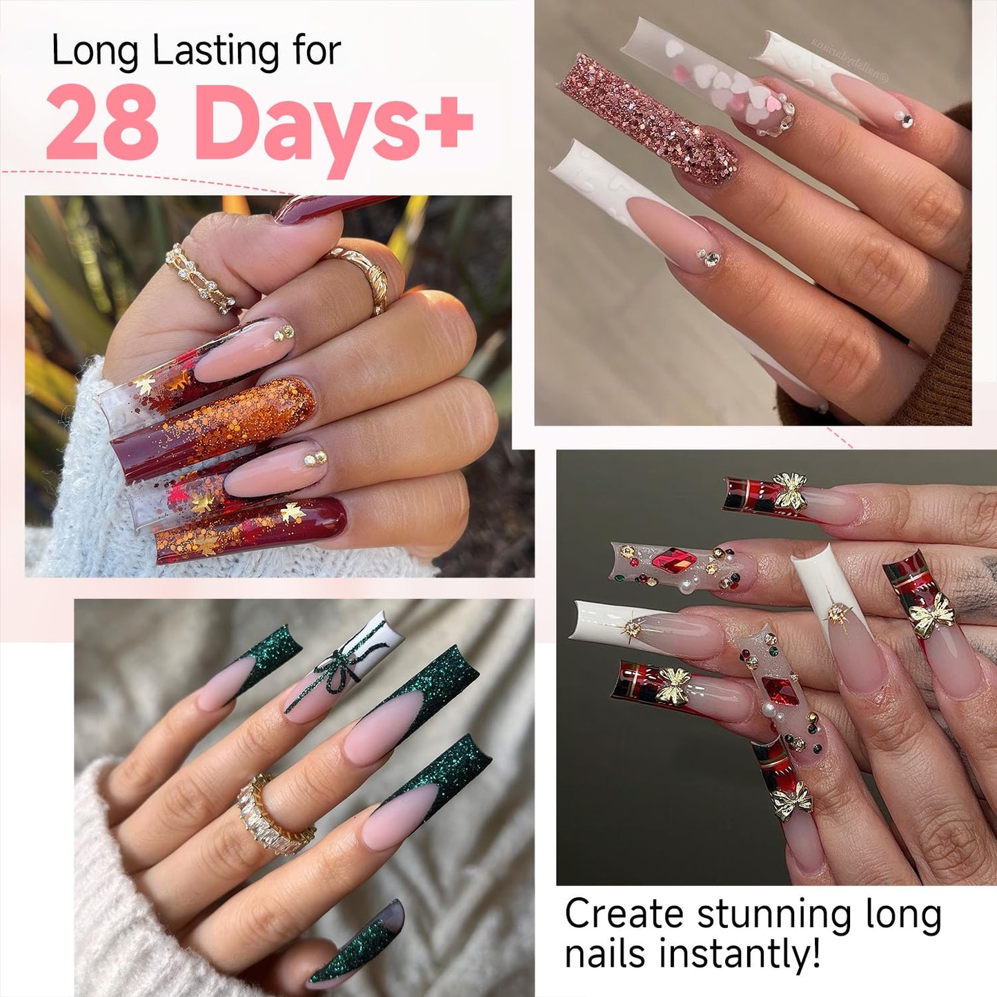 UNA GELLA Nail Tips Square Fake Gel Nails Tips 120 PCS No C Curve XXL Extra Long Full Cover Square Straight Curved Tapered Acrylic Nails for Press on Beauty and Personal Care UNA GELLA