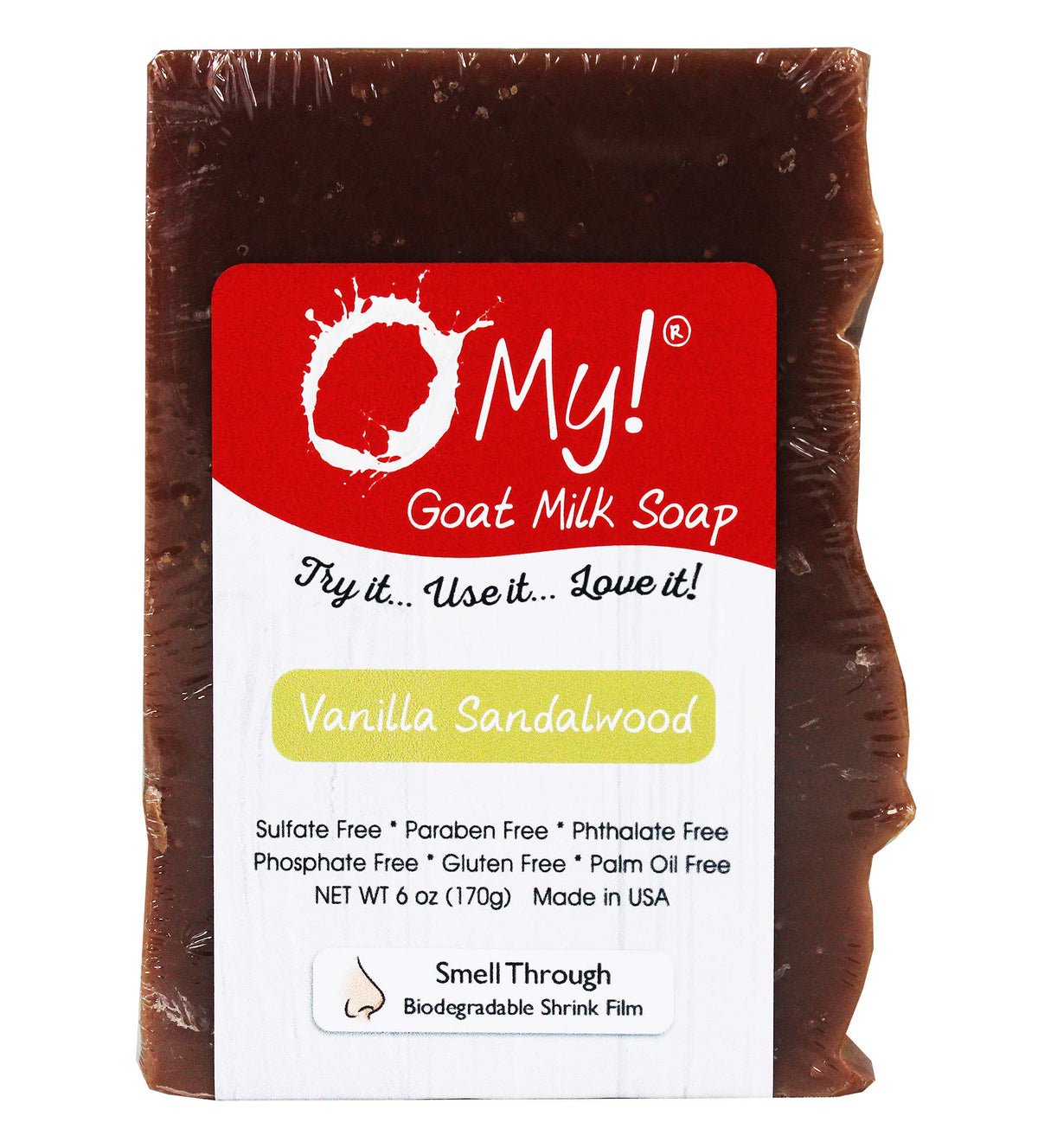 O My! Goat Milk Soap 6oz Bar - Vanilla Sandalwood | Made with Farm-Fresh Goat Milk | Moisturizes dry skin | Gently Exfoliates | Paraben Free | Leaping Beauty & Personal Care O My!