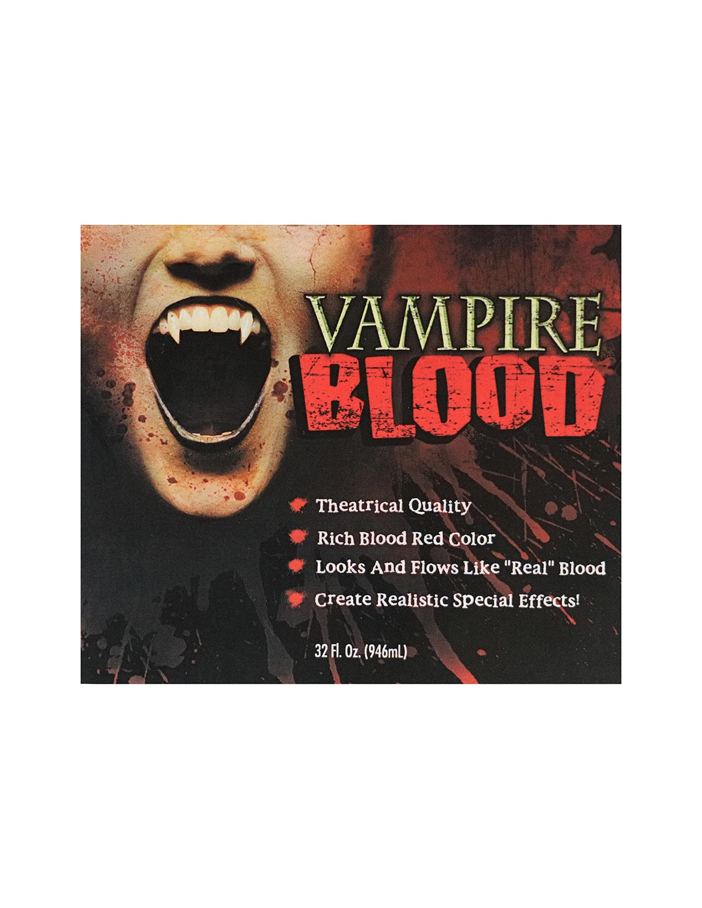 VAMPIRE BLOOD, Realistic Fake blood - 32oz - Theatrical Quality, Richly Pigmented Red Fake Blood for Halloween, Vampire, Zombie, Costume, Special Beauty & Personal Care LLF