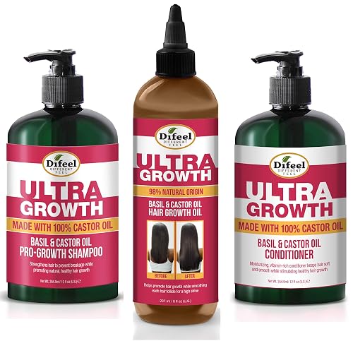 Difeel Ultra Growth 3-PC Set: Shampoo 12 oz, Conditioner 12 oz & Hair Oil 8 oz Beauty & Personal Care Difeel