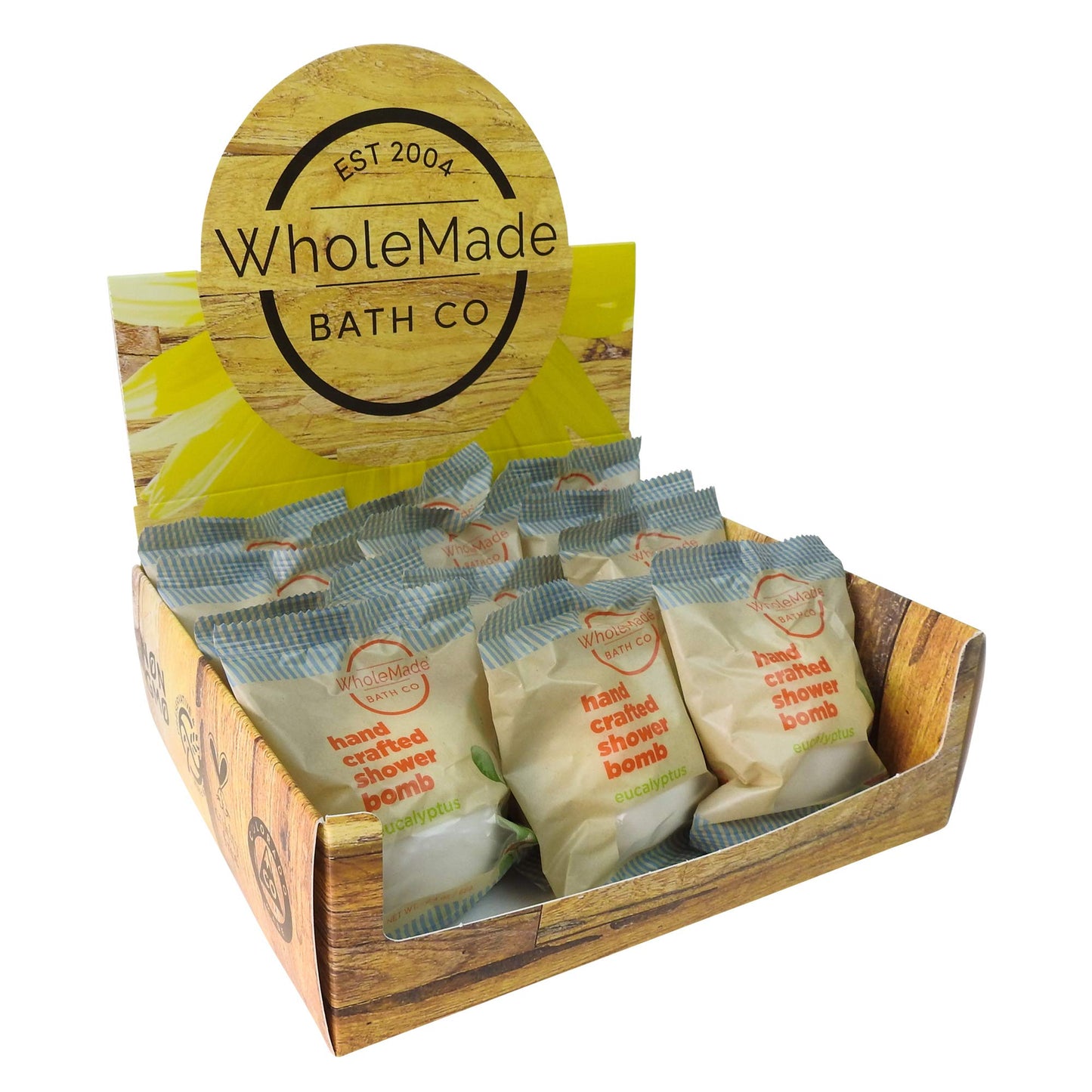 WholeMade Shower Bomb Box (Eucalyptus, 12 Count, 2.40 oz Each) Natural, Vegan Shower Bombs to Refresh for an Aromatherapy at-Home Spa Experience Beauty and Personal Care WholeMade