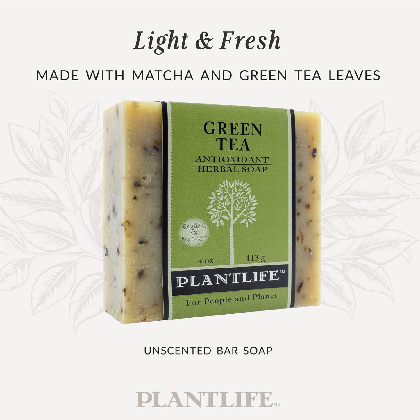 Plantlife Green Tea Bar Soap - Moisturizing and Soothing Soap for Your Skin - Hand Crafted Using Plant-Based Ingredients - Made in California 4oz Bar Beauty & Personal Care Plantlife