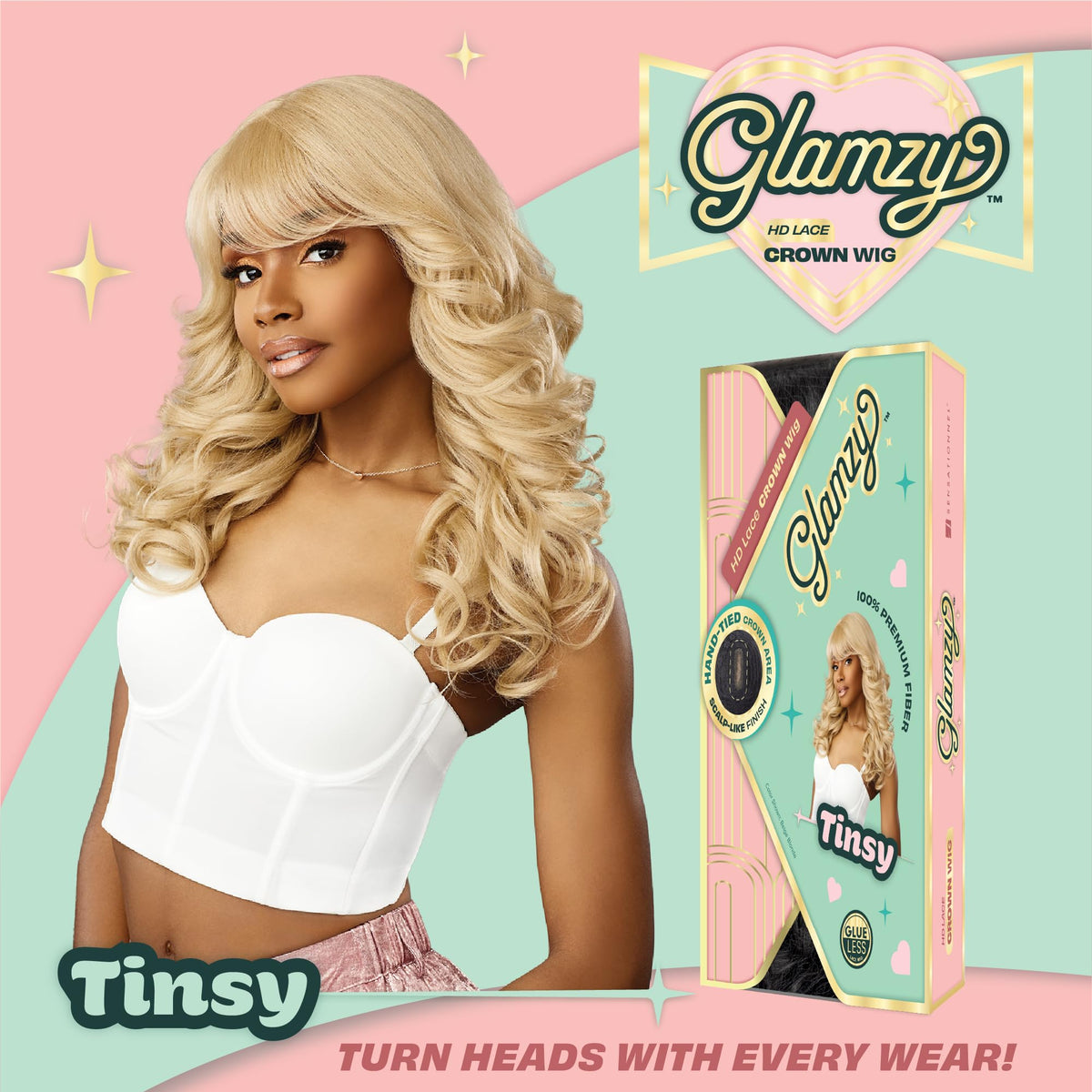 Sensationnel Glamzy Lace Crown Wig-Tinsy, 2 DARKBROWN