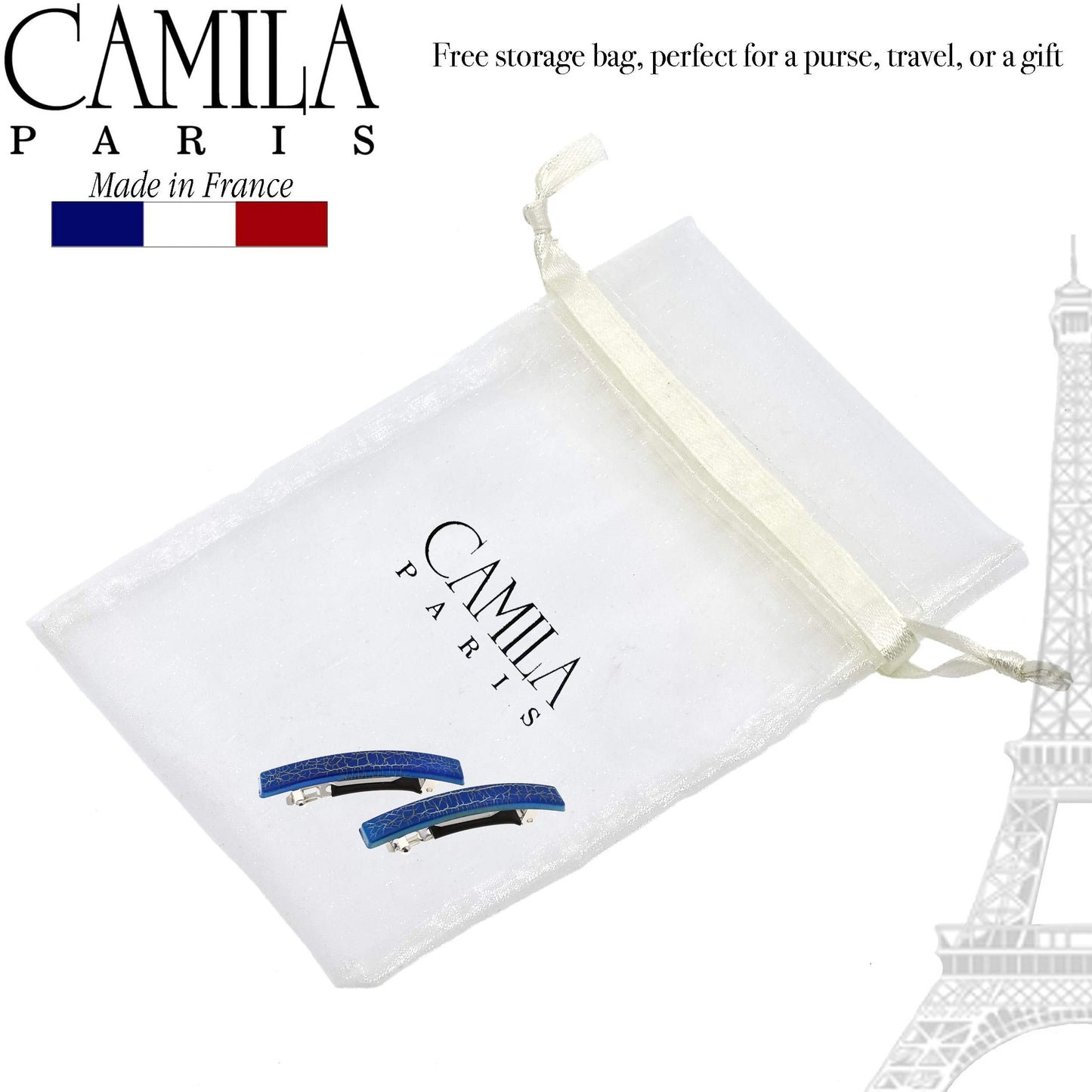 Camila Paris CP2956 French Hair Barrette Clip for Girls, Set of 2 Rubberized Metal Clasp Strong Hold Grip Hair Clips for Women, No Slip and Durable Beauty & Personal Care Camila