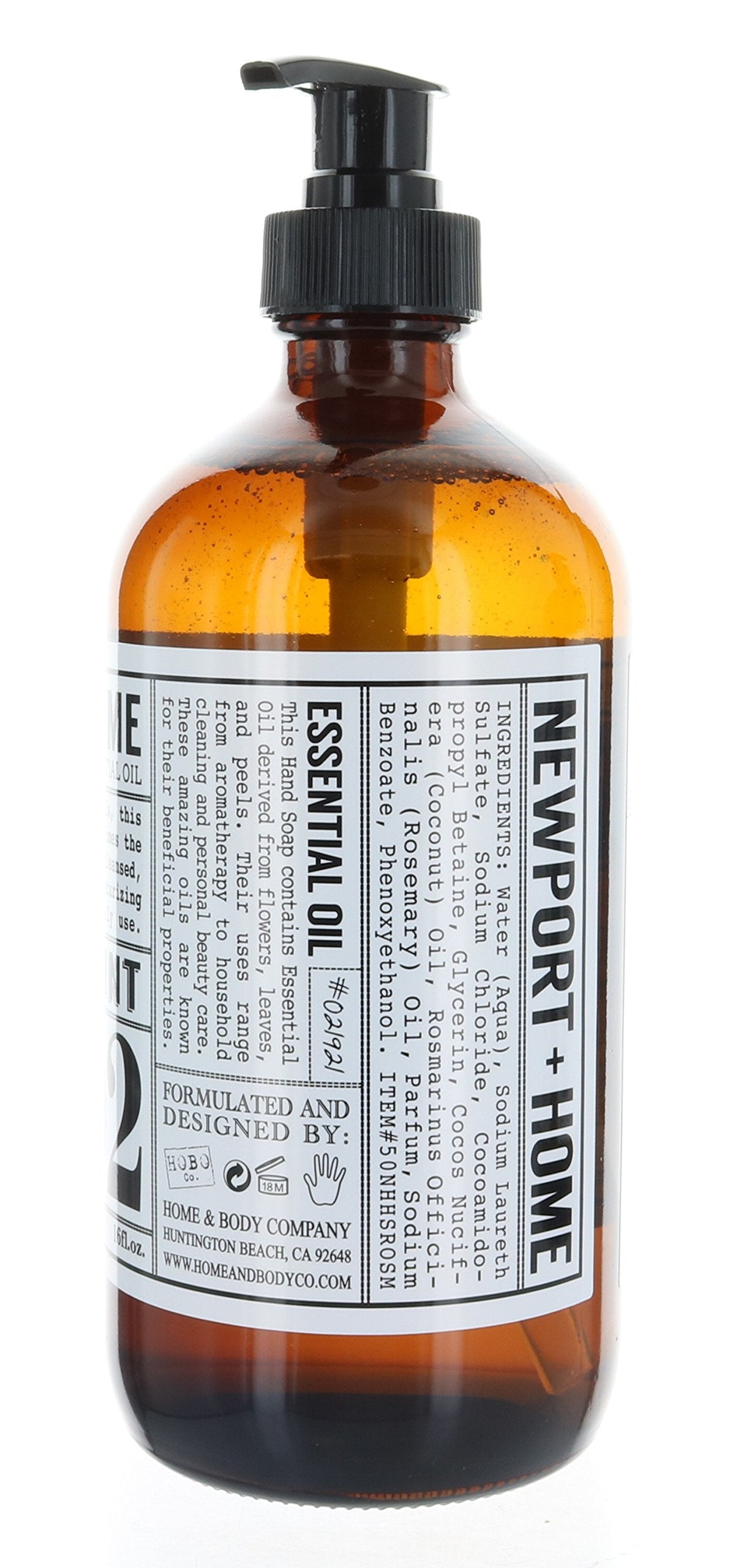 2 Bottles, Newport + Home Hand Soap, Rosemary Mint 16 oz, Infused w/Coconut Oil & Essential Oil by Home and Body Co Beauty & Personal Care FineVine