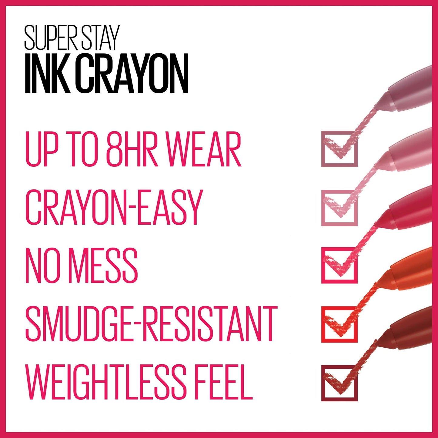 Maybelline Super Stay Ink Crayon Lipstick Makeup, Precision Tip Matte Lip Crayon with Built-in Sharpener, Longwear Up To 8Hrs, Reach High, Rosey Beauty & Personal Care MAYBELLINE