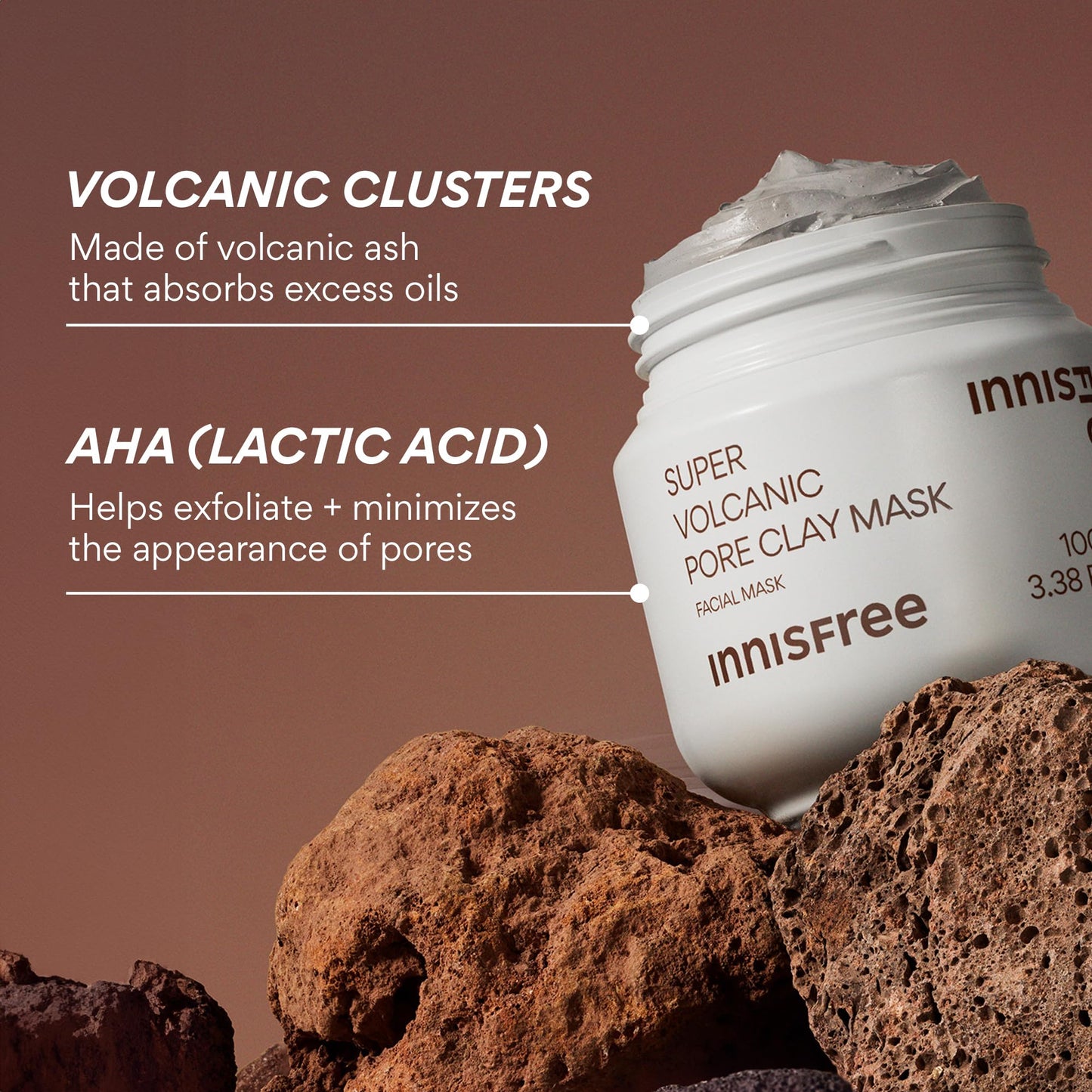 Innisfree Super Volcanic Pore Clay Mask | Exfoliating Korean Clay Mask with AHA and Hyaluronic Acid for Oily Skin | Minimizes Pores | Available in Beauty and Personal Care innisfree