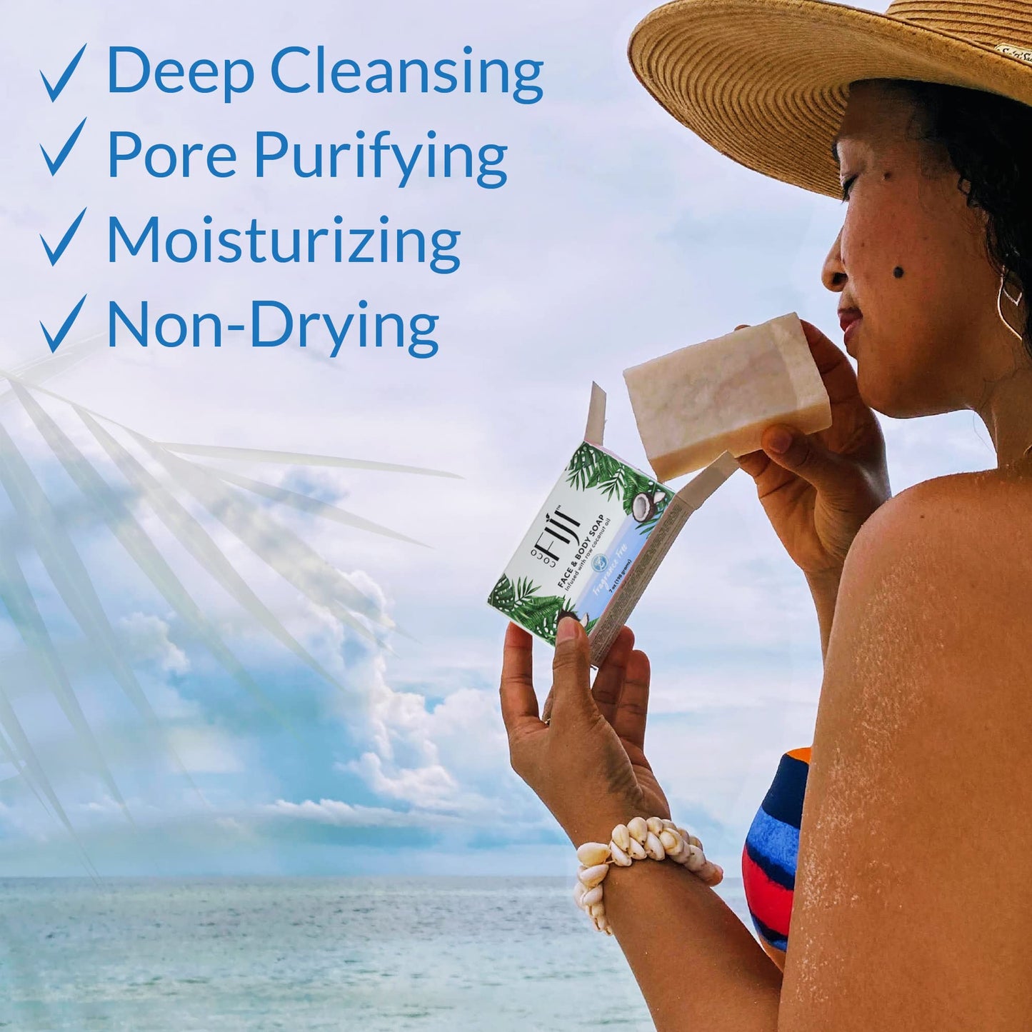 Coco Fiji Soap Bar for Face and Body Infused With Organic Coconut Oil, Fragrance Free, Essential Oil, Natural Soap for Moisturizing & Pore Purifying Beauty & Personal Care Organic Fiji