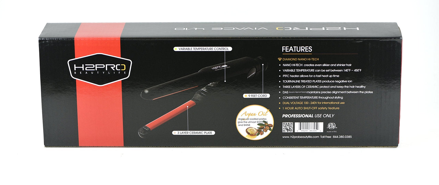 H2Pro Beauty Vivace Argan Oil Coated Plates Professional Ceramic Hair Iron Straightener Styling Iron 4/10 inch Beauty & Personal Care H2PRO