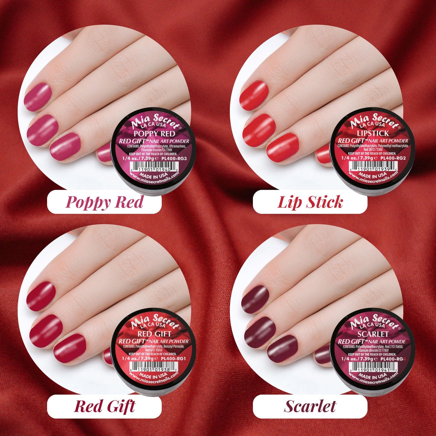 Mia Secret Red Gift Nail Art Powder - 6 Piece Collection - 1/4 Ounce Each Beauty & Personal Care Mia Secret