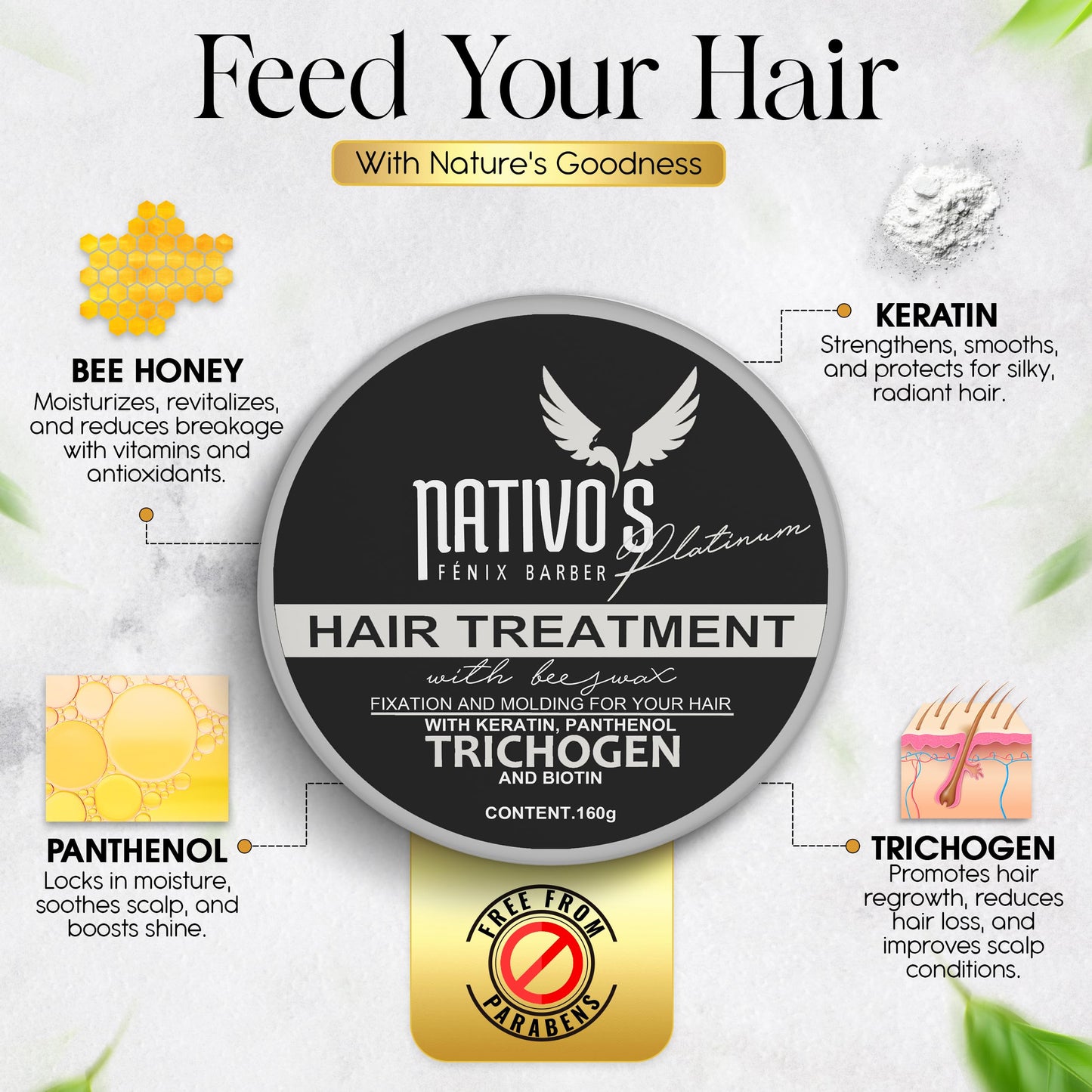 Nativo's Hair Thickening Styling Cream - Volumizing Formula with Keratin, Bee Honey, and Trichogen - Frizz Control and Flexible Hold for Men and Women Beauty & Personal Care Nativo's