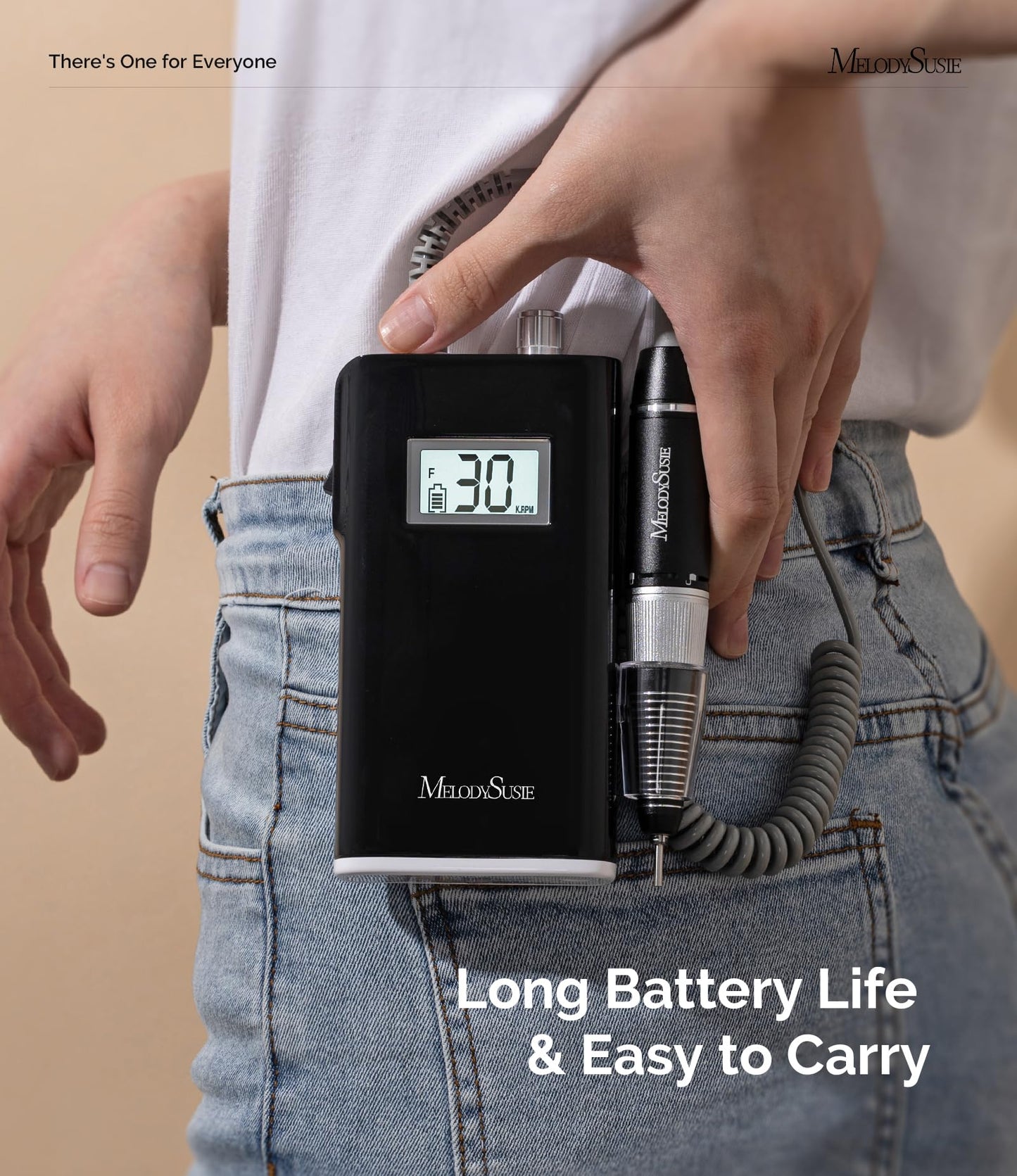 MelodySusie Entry-Level Clip-On Rechargeable Nail Drill, SC320D 30000RPM Essential E-File with LCD Display for Manicure Shaping & Gel Removal, Perfect Beauty and Personal Care MelodySusie