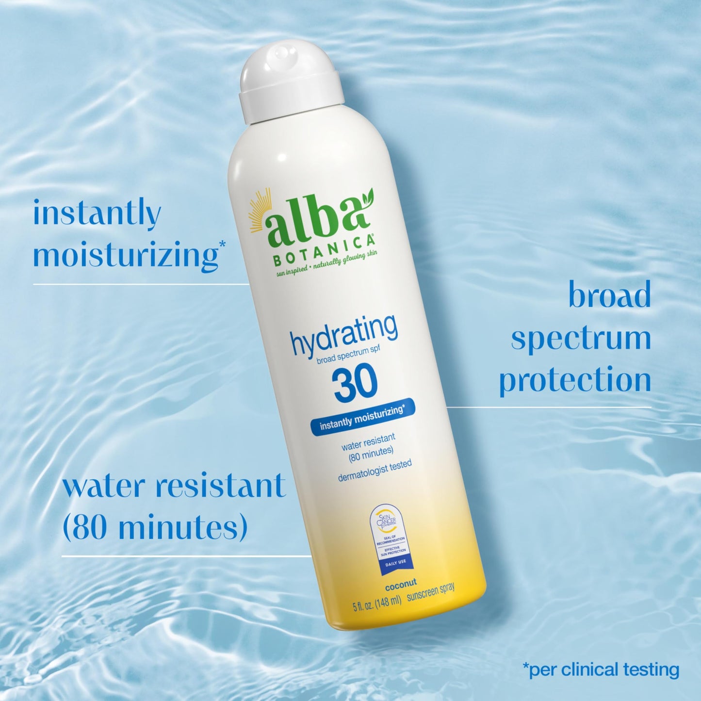 Alba Botanica Hydrating Sunscreen Spray, SPF 30 Broad Spectrum Protection, Instantly Moisturizing, Water Resistant (80 minutes), Hypoallergenic Beauty & Personal Care Alba Botanica