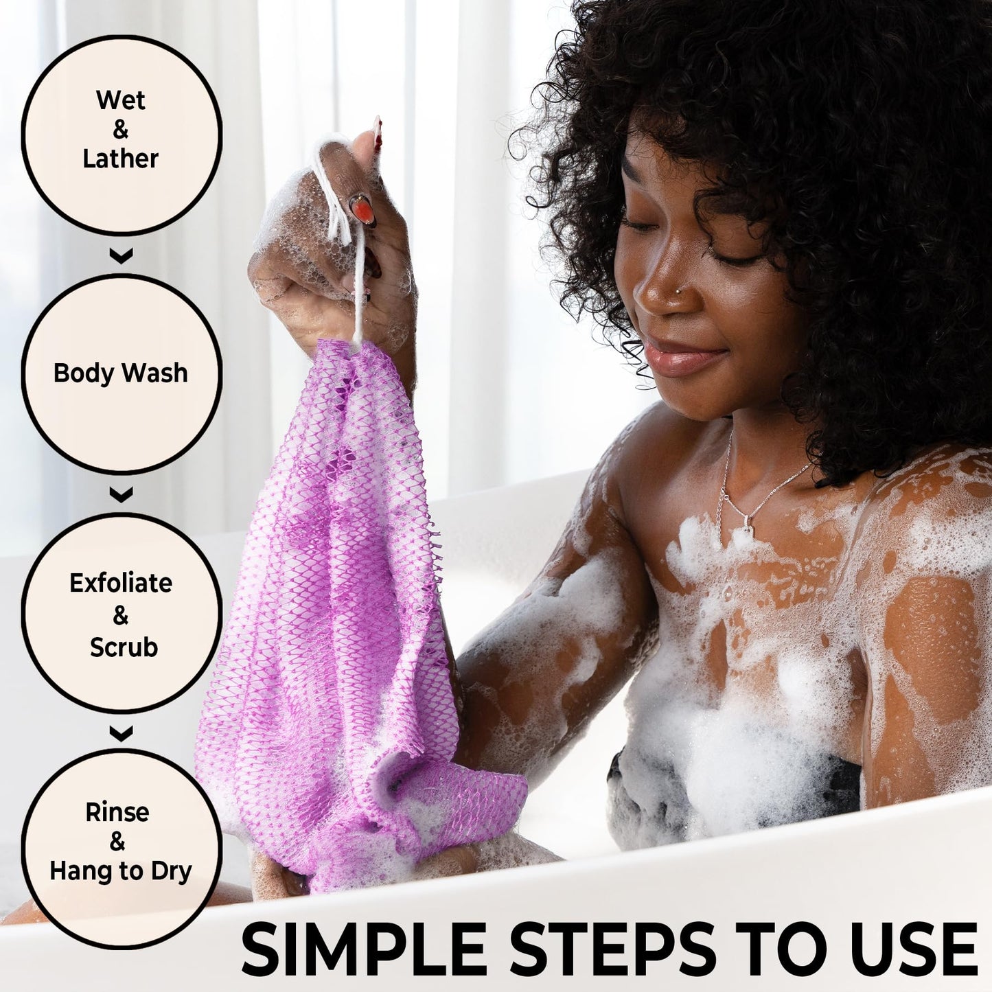 African Net Sponge Authentic - Real African Exfoliating Body Scrubber Sponge with Knots - Shower Washcloths for Exfoliator - Body Care Bathing Beauty and Personal Care MINISENTIALS
