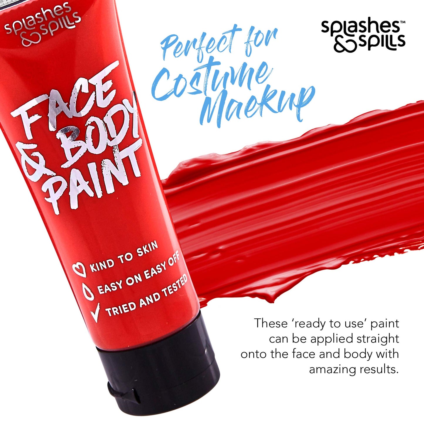 Face and Body Paint Cream, 30ml - Pretend Costume and Dress Up Makeup by Splashes & Spills (Red) Beauty & Personal Care splashes & spills