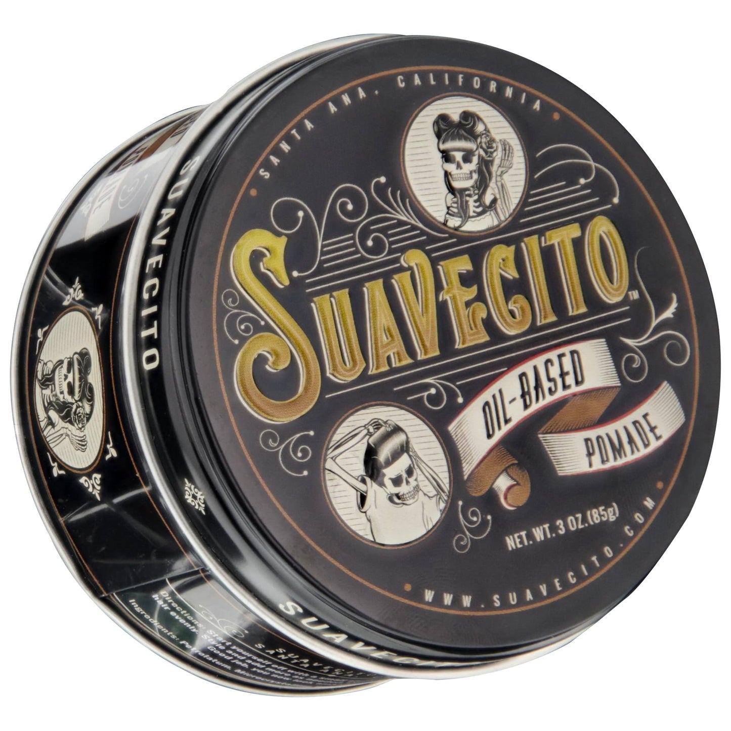 Suavecito Oil Based Pomade 3 oz Tin Can - Original Scent Hair Styling Long Lasting Hold, Healthy High Shine, For All Hair Types - Smooth Slickback Beauty & Personal Care Suavecito