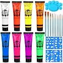 UV Blacklight Neon Face and Body Paint, 8 Tubes 0.84oz Glow in the Dark Body Paints, Neon Fluorescent Glow in Dark Party Supplies Beauty & Personal Care fenshine