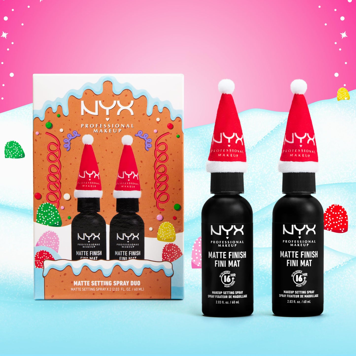 NYX PROFESSIONAL MAKEUP Makeup Setting Spray Duo Holiday Gift Set - Matte Finish, Long-Lasting Face Mist for up to 16HR Wear, Vegan Formula (Full Beauty & Personal Care NYX PROFESSIONAL MAKEUP
