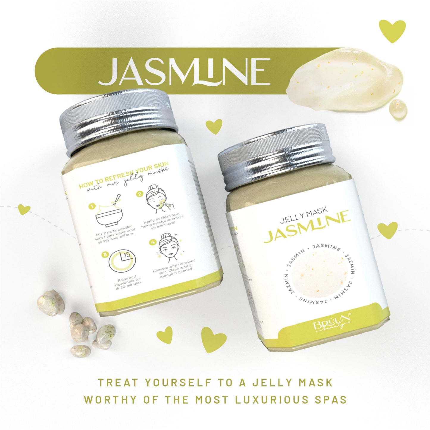 BRÜUN Peel-Off Jazmine Jelly Mask for Face Care - A 23 fl oz Rubber Mask Jar for 30 to 35 Treatments - A Skin Care Moisturizing Gel Mask of Spa Set Beauty & Personal Care BRÜUN