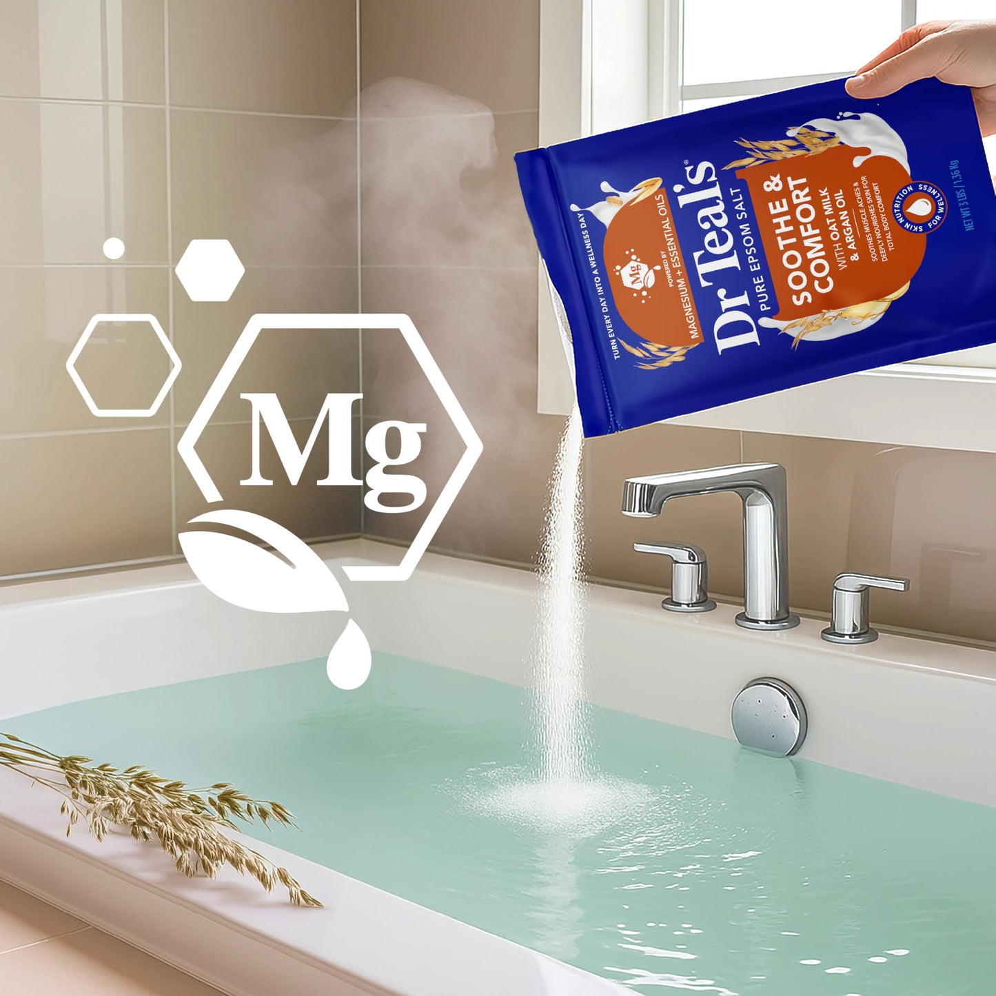Dr Teal's Epsom Salt Magnesium Soak, Soothe & Comfort with Oat Milk & Argan Oil, 3 lbs Beauty and Personal Care Dr Teal's